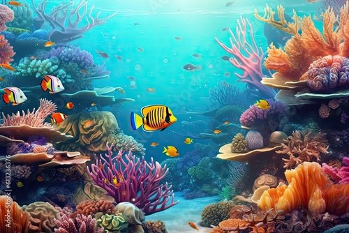 Discover the Wonder of the Underwater World  Coral Reefs  Tropical Fish  and Sea Backgrounds  Generative AI