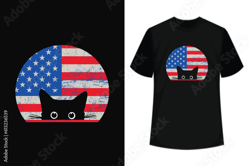 American Flag Cat 4th Of July Kitten Patriotic Pet Lover T-Shirt