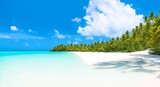 A tropical beach paradise with crystal clear waters and white sand, generative ai