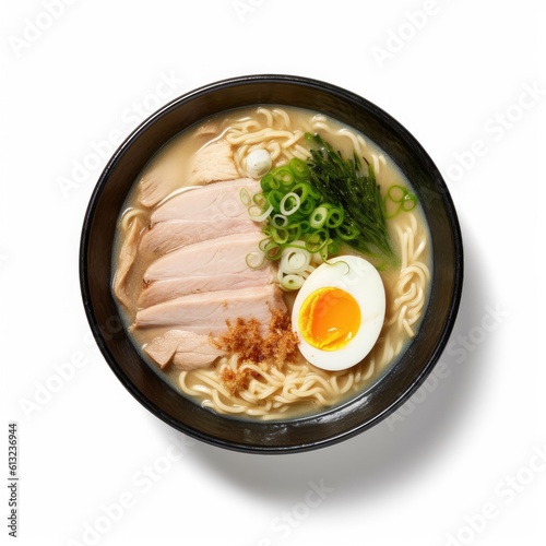 Tori Paitan Ramen Chicken based broth isolated on white background. Generative AI