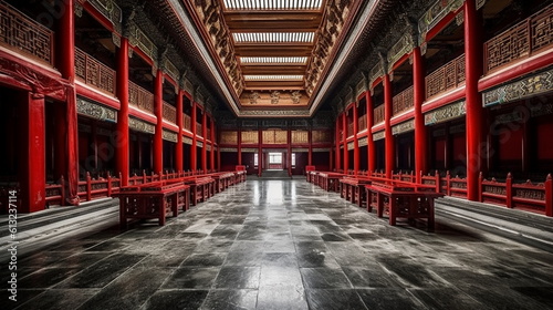 Luxurious Ancient Chinese Hall of Mirrors A hall of mi_005, Generative AI, Generative, AI