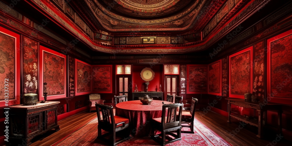 Naklejka premium Luxurious Ancient Chinese The Red Room The Red Room is, Generative AI, Generative, AI