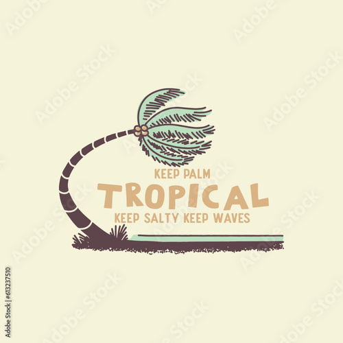 palm design tropical illustration beach graphic summer vintage badge paradise t shirt landscape
