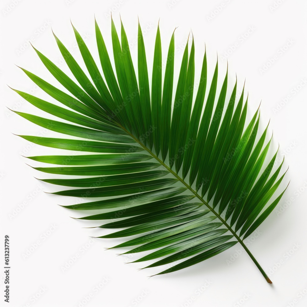 Obraz premium Palm leaf isolated on white background. Generative AI