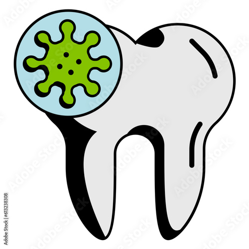 cavities are caused by bacteria concept, Streptococcus mutans vector icon design, Dentures symbol,Oral Healthcare sign, Dental instrument stock illustration  photo