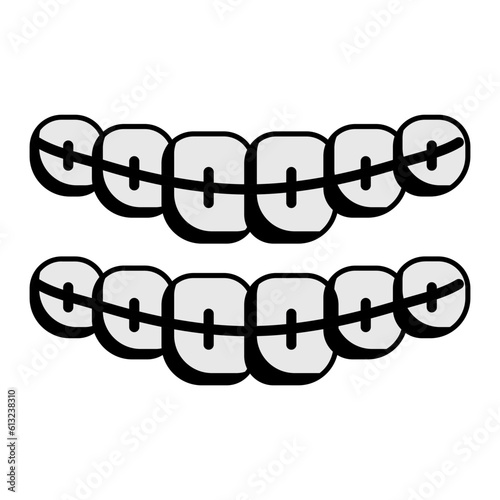 Braces or Teeth Aligners concept, orthodontic cases vector icon design, Dentures symbol,Oral Healthcare sign, Dental instrument stock illustration 