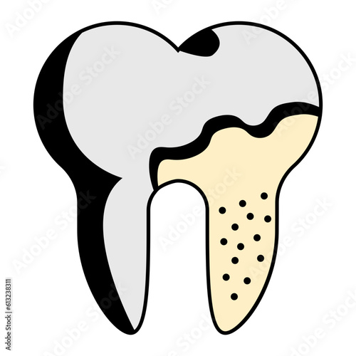 Periapical Abscess concept, Tartar and Plaque effect tooth vector icon design, Dentures symbol,Oral Healthcare sign, Dental instrument stock illustration 