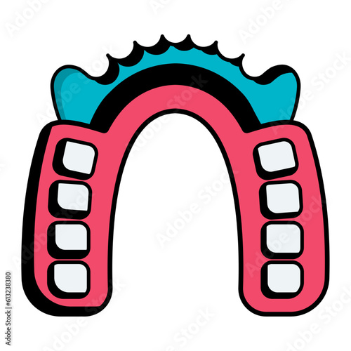 Dental Plates concept, reconstruct single or many teeth vector icon design, Dentures symbol,Oral Healthcare sign, Dental instrument stock illustration 