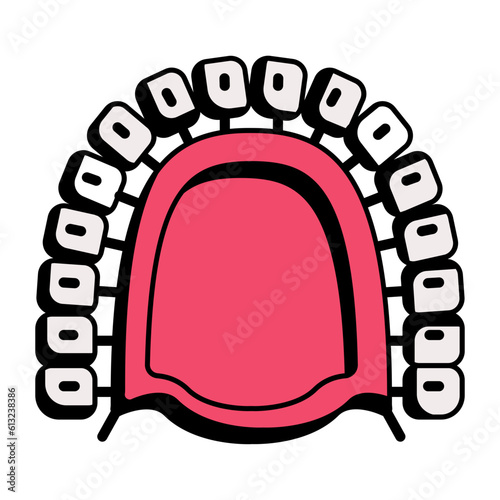 Restorative Dentures concept, fixed prosthesis vector icon design, dentures symbol,Oral Healthcare sign, Dental instrument stock illustration  photo