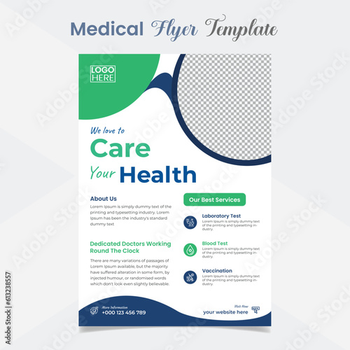 Healthcare and medical care flyer and poster template design