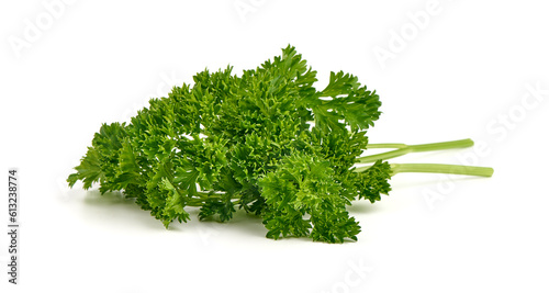 Fresh organic parsley, isolated on a white background.