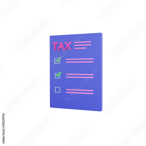 business document financial tax, accounting and investment concept. 3D Rendering illustration.