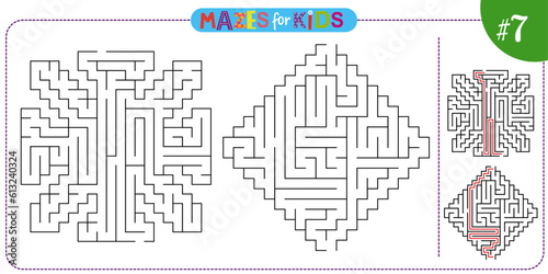 Maze puzzle labirynth set for kids with solution
