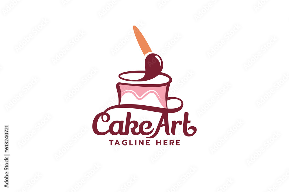 custom made wallpaper toronto digitalcake art logo with a combination of beautiful lettering, cake and brush.
