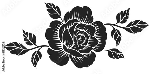 black and white flower stencil vector design
