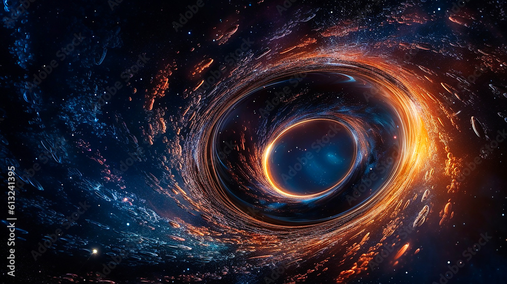 Graphical representation of a massive black hole in a distant galaxy. AI generativ Graphical representation of a massive black hole in a distant galaxy. AI generativ