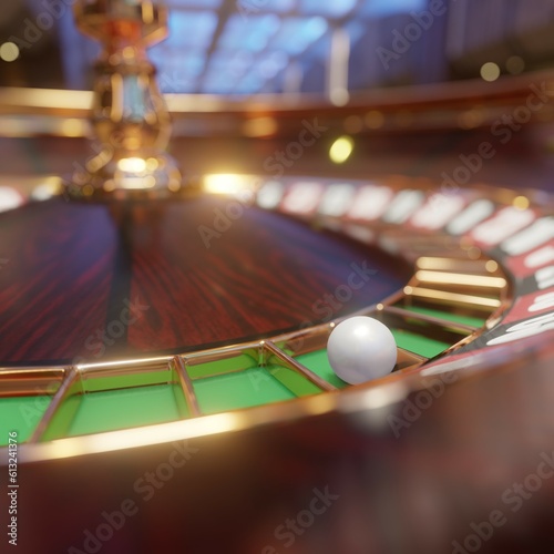 3d render of casino roulette wheel for gamble concept, gambling background.