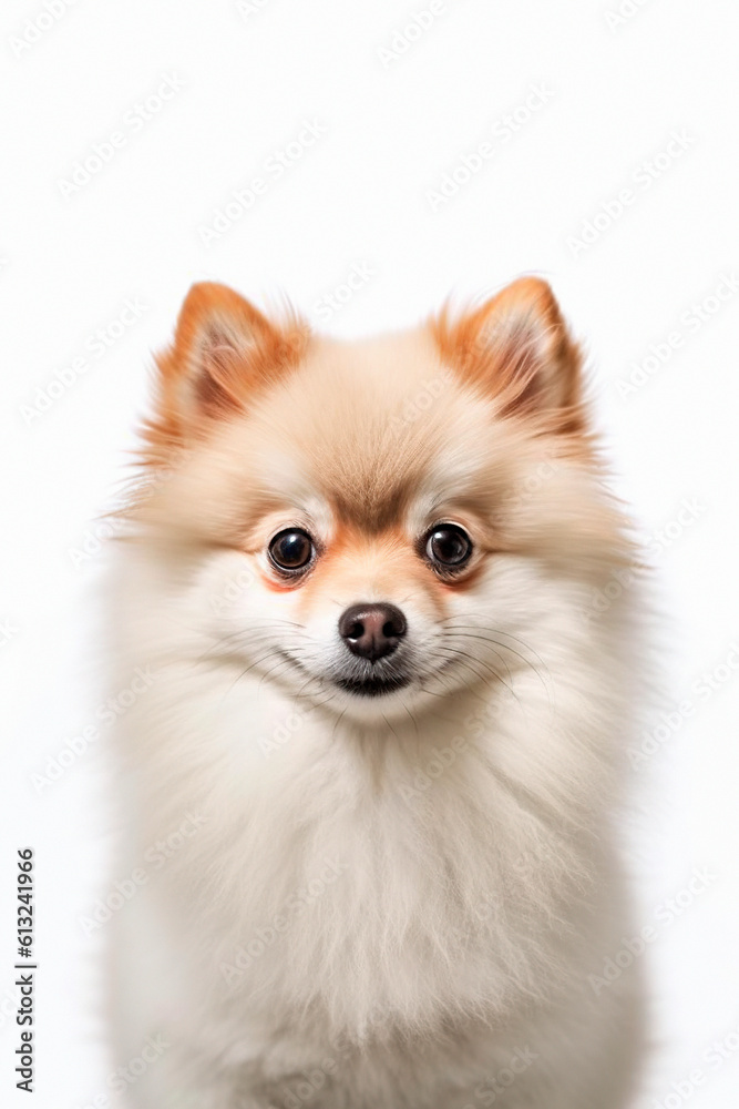pomeranian dog isolated on white. generated with AI pomeranian dog isolated on white. generated with AI