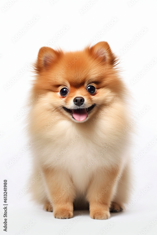 pomeranian puppy studio portrait. generated with AI