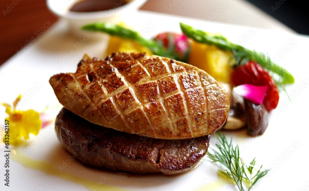 seared foie gras and roasted steak seared foie gras and roasted steak