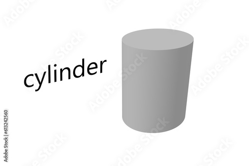 education for children geometric figure cylinder white background 3d rendering
