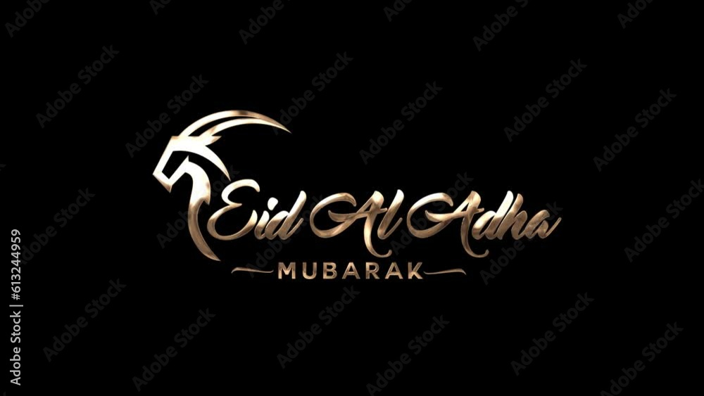 Eid al Adha Animated text for Gold text on black background. Elegant and sacred, it celebrates the occasion. Perfect for Eid al-Adha. Eid al Adha Animated text for Gold text on black background. Elegant and sacred, it celebrates the occasion. Perfect for Eid al-Adha.