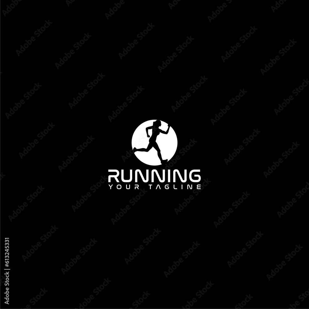 Running logo template icon isolated on dark background Running logo template icon isolated on dark background