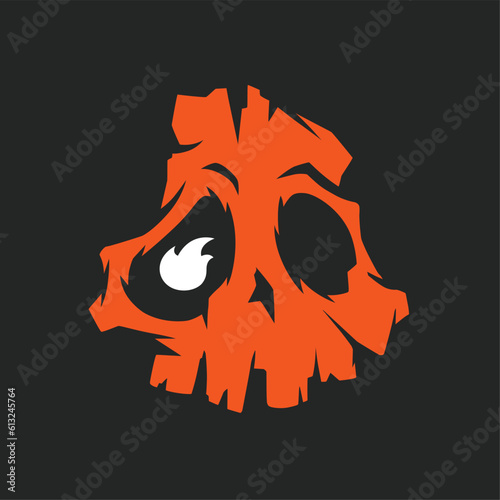 Orange ork skull icon. Modern logo concept