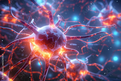 Closeup Glowing Brain Neural Connections