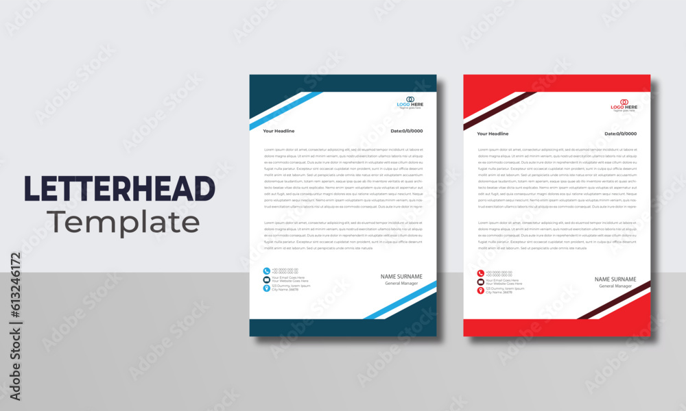 Minimalist concept business style letterhead template design. Professional & modern letterhead template design with geometric shapes. Vector graphic design.	
	
