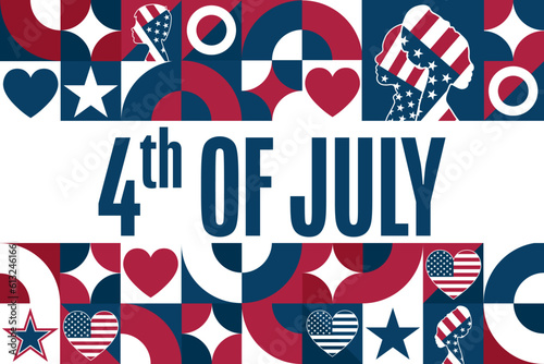 Happy Independence Day. 4th of July. USA. Holiday concept. Template for background, banner, card, poster with text inscription. Vector EPS10 illustration.