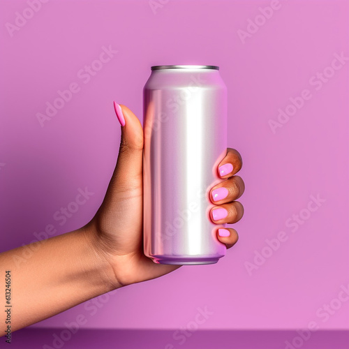 a woman hand holding a soda can Mock-up Generative AI