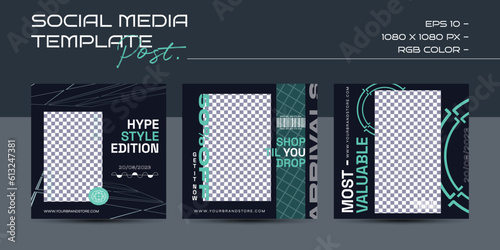 Modern urban futuristic streetwear fashion design for social media post template