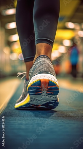 Close-up of an Athlete's Running Feet on a Treadmill