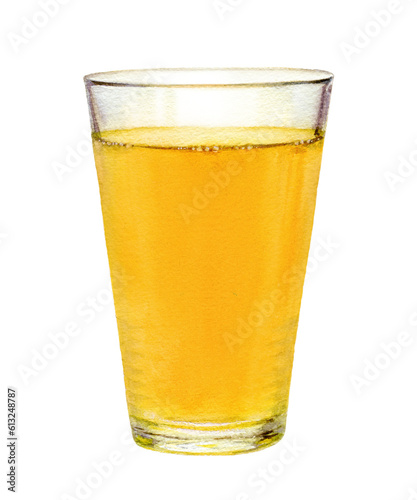 Fotografia Watercolor citrus juice in a glass  isolated on white background