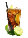Cuba Libre - Cocktail with Cola and Ice on Transparent PNG Background