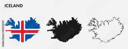 Set of Iceland map isolated on white background, vector illustration design