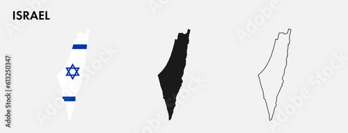 Set of Israel map isolated on white background, vector illustration design