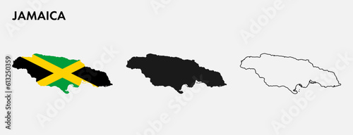 Set of Jamaica map isolated on white background, vector illustration design