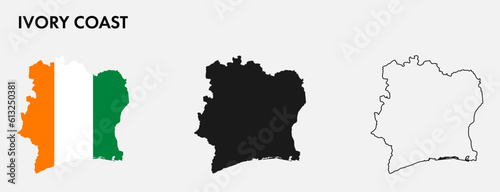 Set of ivory coast map isolated on white background, vector illustration design