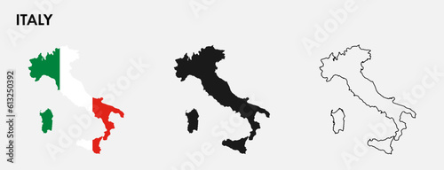 Set of Italy map isolated on white background, vector illustration design