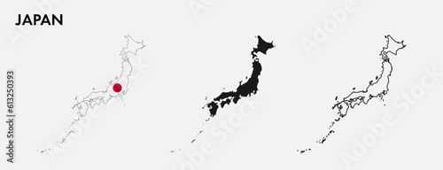 Set of Japan map isolated on white background, vector illustration design