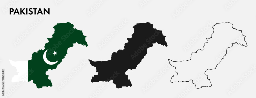 Obraz premium Set of Pakistan map isolated on white background, vector illustration design