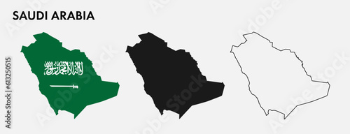 Set of Saudi Arabia map isolated on white background, vector illustration design