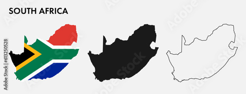 Set of South Africa map isolated on white background, vector illustration design