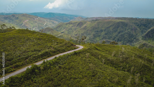 The Aerial of Beautiful Hills in Buru Island, Maluku