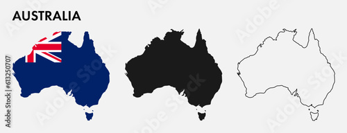 Set of Australia map isolated on white background, vector illustration design
