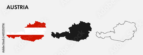 Set of Austria map isolated on white background, vector illustration design