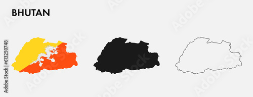 Set of Bhutan map isolated on white background, vector illustration design
