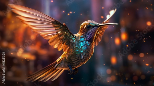 Stunning Hummingbird Made of Illuminated Fiber Optic Liquid Metal © Jardel Bassi